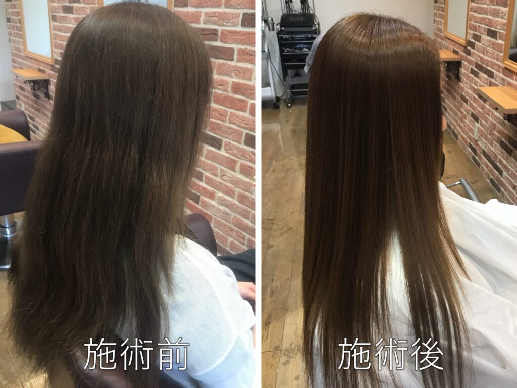 福岡 縮毛矯正 ビフォーアフター うねり強め 広がり改善 ロング